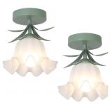 2-PACK FLOWER SEMI FLUSH MOUNT CEILING LIGHT FIXTU