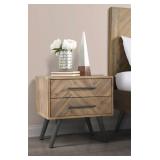 $479 DEXTER MULTI NATURAL 2 DRAWER NIGHTSTAND
