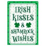 ST PATRICKS DAY METAL SIGN WALL DECOR IRISH KISSES
