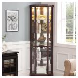 $469 69.85 IN. H CHERRY CORNER CURIO CABINET, GLAS