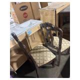 1 LOT (2) DARK WOOD A UPHOLSTERED DINING CHAIRS