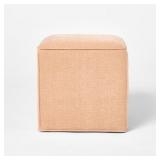 LYNWOOD SQUARE UPHOLSTERED CUBE OTTOMAN LIGHT PINK