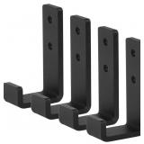 4 PACK 2-3/4" HEAVY DUTY J HOOK, BLACK STEEL WALL