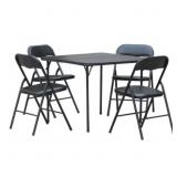 PEAKFORM 5PC FOLDING TABLE SET BLACK: VINYL PADDED