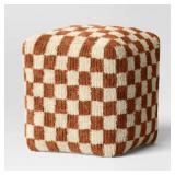 CHECKERBOARD POUF MUSTARD/CREAM - THRESHOLDï¿½: WOOL