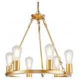 6 LIGHTS GOLD WAGON WHEEL CHANDELIER, MODERN GOLDE