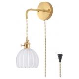 SHENMOYL VINTAGE WALL SCONCE WITH WHITE TULIP GLAS