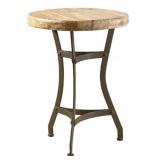 RECYCLED TRIPOD TABLE WITH ANTIQUE WOODEN TOP