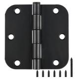 4 PACK ROUNDED MATTE BLACK DOOR HINGES 3.5 INCH 5/