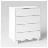 $155 MODERN 4 DRAWER DRESSER WHITE - ROOM ESSENTIA