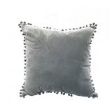POMPOM GRAY SOLID POLYESTER 18 IN. X 18 IN. THROW