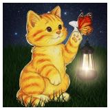 WILLBOND CAT GARDEN DECOR SUMMER OUTDOOR SOLAR LIG