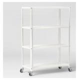 4 SHELF ROLLING METAL BOOKCASE CHALK WHITE - ROOM