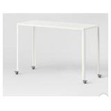 $120 45" ROLLING METAL COMPUTER DESK CHALK WHITE -