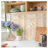 GUVANA 17.7"ï¿½394" ORANGE AND WHITE WALLPAPER STRIP