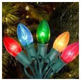 C9 MULTICOLOR CHRISTMAS LIGHTS OUTDOOR, 25FT VINTA