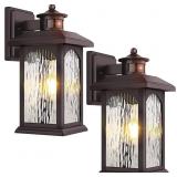 2 PACK MOTION SENSOR OUTDOOR LIGHTS, BROWN DUSK TO