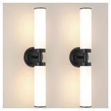 MATTE BLACK WALL SCONCES SET OF 2, MODERN BATHROOM