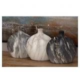 9 IN., 10 IN. BLACK FAUX MARBLE CERAMIC DECORATIVE