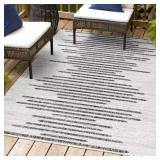 ZOLAK BERBER STRIPE GEOMETRIC IVORY/BLACK 5 FT. X