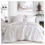 MINA 3-PIECE WHITE FULL/QUEEN WAFFLE WEAVE TEXTURE