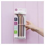1 LOT OF 6-4 PACK ELLO STAINLESS STEEL STRAW SET