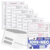 1 LOT OF 3-50 1099 NEC TAX FORMS 2025 WITH ENVELOP