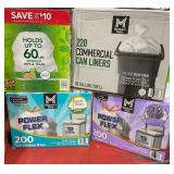 1 LOT OF 3-TALL KITCHEN BAGS 13 GAL /1-COMMERCIAL
