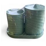 1 LOT (2) JAR WITH TRAY SET GREEN MULTIPLE OPTION.