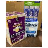 1 LOT OF 1- FLUSHABLE WIPES 12 PACK/ 1- FACIAL TIS