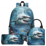 SHARK BACKPACK SET FOR BOYS, 17 INCH, 3PCS | LARGE