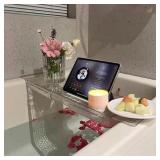 IEEK EXPANDABLE BATH TRAY WITH WINE AND BOOK HOLDE