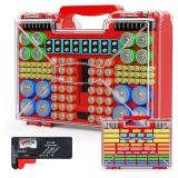 BATTERY ORGANIZER STORAGE HOLDER BOX CASE WITH TES