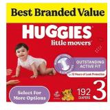 HUGGIES LITTLE MOVERS BABY DIAPERS, SIZE 3-8