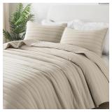 ROARINGWILD NEUTRAL BEIGE QUILT SET TWIN SIZE, 2-P
