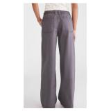 SZ M LOW-RISE TWILL WIDE LEG PANTS