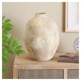 BEIGE ANTIQUE ROUND 14 IN. WIDE CERAMIC DECORATIVE