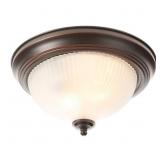 11 IN. 2-LIGHT OIL-RUBBED BRONZE FLUSH MOUNT WITH