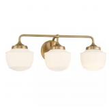 $180 CORNWELL 23 IN. 3-LIGHT AGED BRASS VANITY LIG