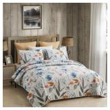 3-PIECE QUEEN SIZE MICROFIBER PLANT REVERSIBLE QUI