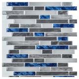 STAGGERED BLUE AND GRAY 12 IN. X 12 IN. PEEL AND S