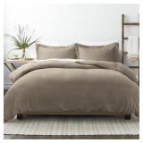 PERFORMANCE TAUPE KING 3-PIECE DUVET COVER SET