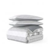 ALL SEASON 3-PCS SUMMER STRIPES REVERSIBLE MICROFI