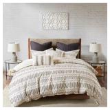 RHEA 3-PIECE IVORY/CHARCOAL COTTON FULL/QUEEN COMF