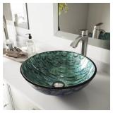 $110 GIOVANNI OCEANIA BLUE GLASS 17 IN. L X 17 IN.