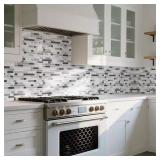 WHITE AND BLACK 12 IN. X 12 IN. VINYL PEEL AND STI