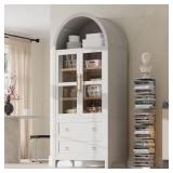 $359 WHITE 71 IN. TALL ARCHED STORAGE CABINET WITH