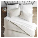 SQUARE IVORY TWIN PERFORMANCE QUILTED COVERLET SET