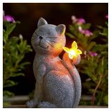 NACOME CAT OUTDOOR STATUES FOR GARDEN WITH SOLAR B