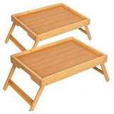 BAMBOO BREAKFAST TRAYS WITH FOLDING LEGS, MEDIUM,